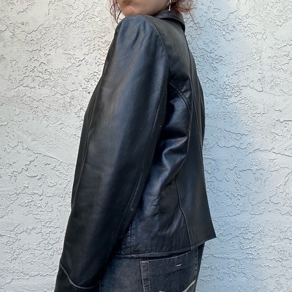 Vintage Y2k Black Leather Moto Jacket - Picture 12 of 12